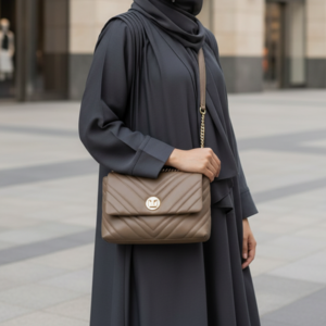 شنطة كتف مبطنة,شنطة كروس بودي فاخرة,شنطة بتصميم شيفرون,شنطة taupe,شنطة بسلسلة ذهبية,شنط عصرية راقية,شنط للمناسبات اليومية,شنط سرح.